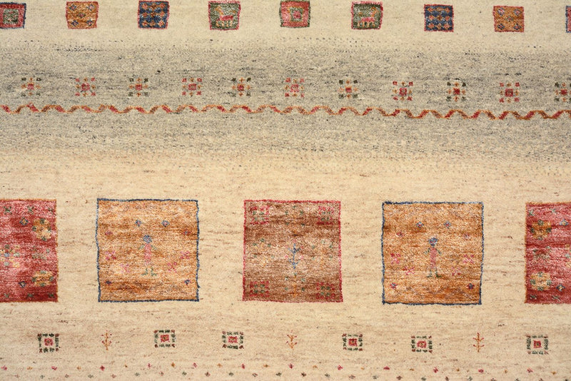 Gabbeh Rug - Loribaft Indus square  - 206 x 204 cm - dark beige