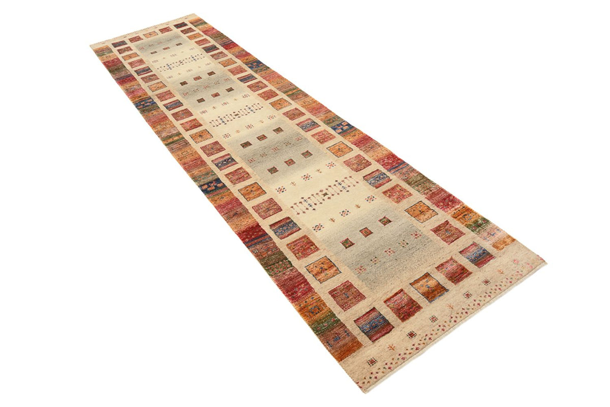 Runner Gabbeh Rug - Loribaft Indus - 305 x 81 cm - dark beige