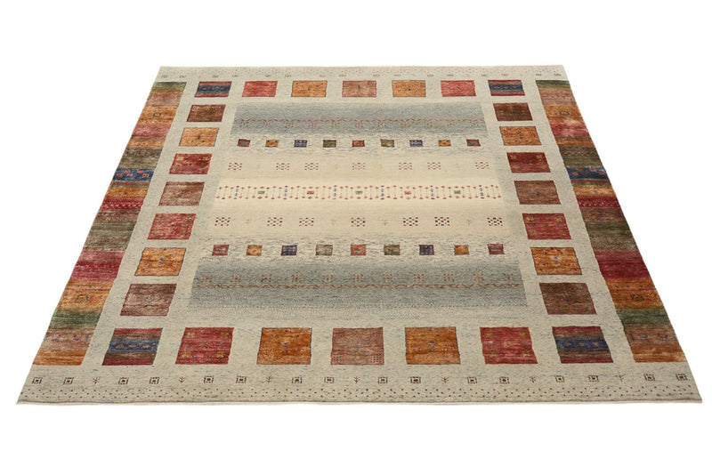 Gabbeh Rug - Loribaft Indus square  - 249 x 248 cm - dark beige