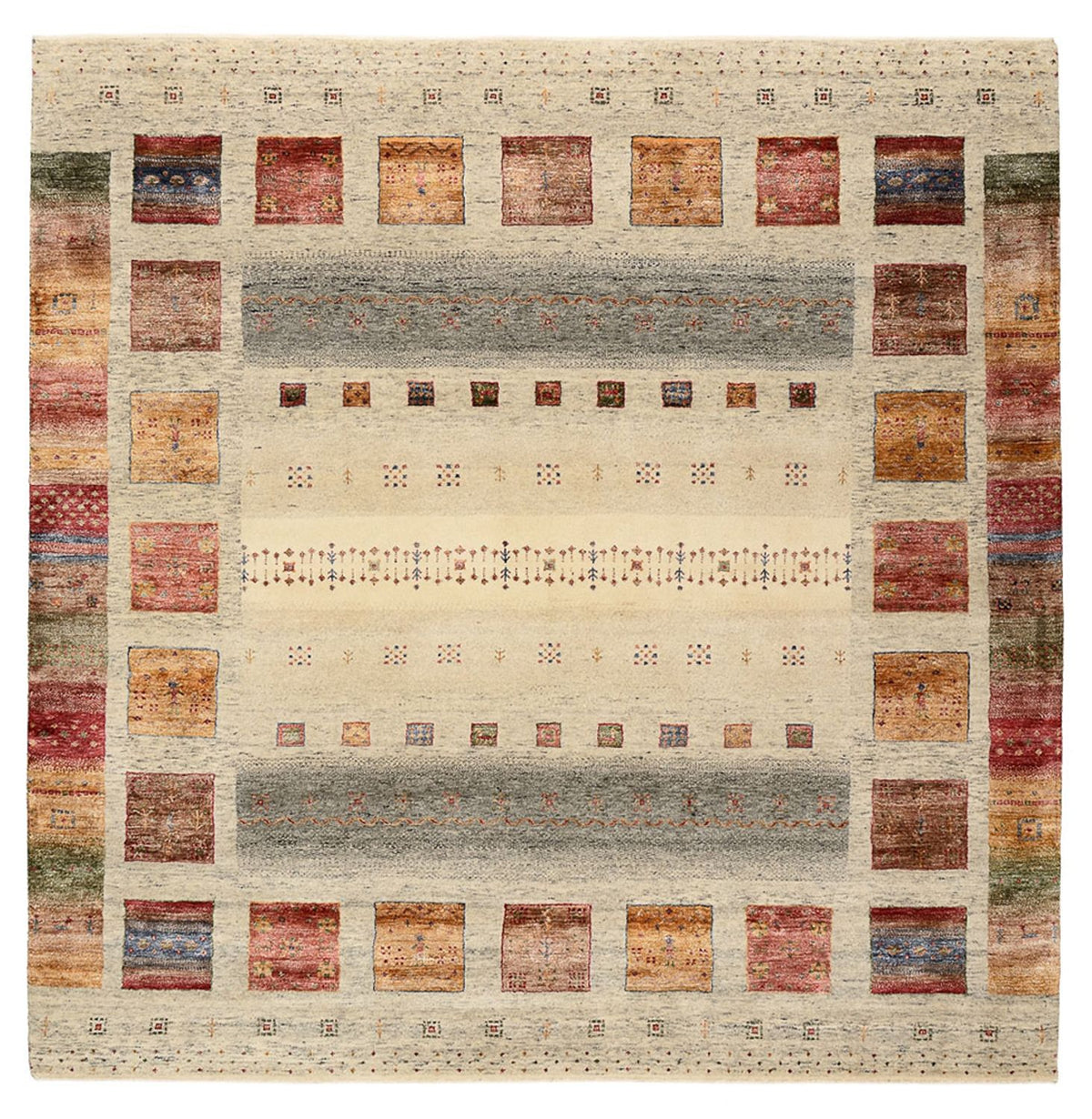 Gabbeh Rug - Loribaft Indus square  - 206 x 205 cm - multicolored
