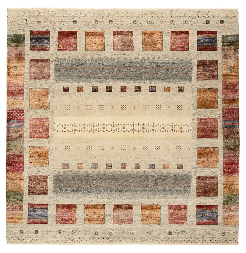 Gabbeh Rug - Loribaft Indus square  - 206 x 205 cm - multicolored