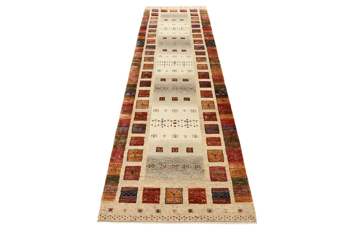 Runner Gabbeh Rug - Loribaft Indus - 298 x 84 cm - multicolored