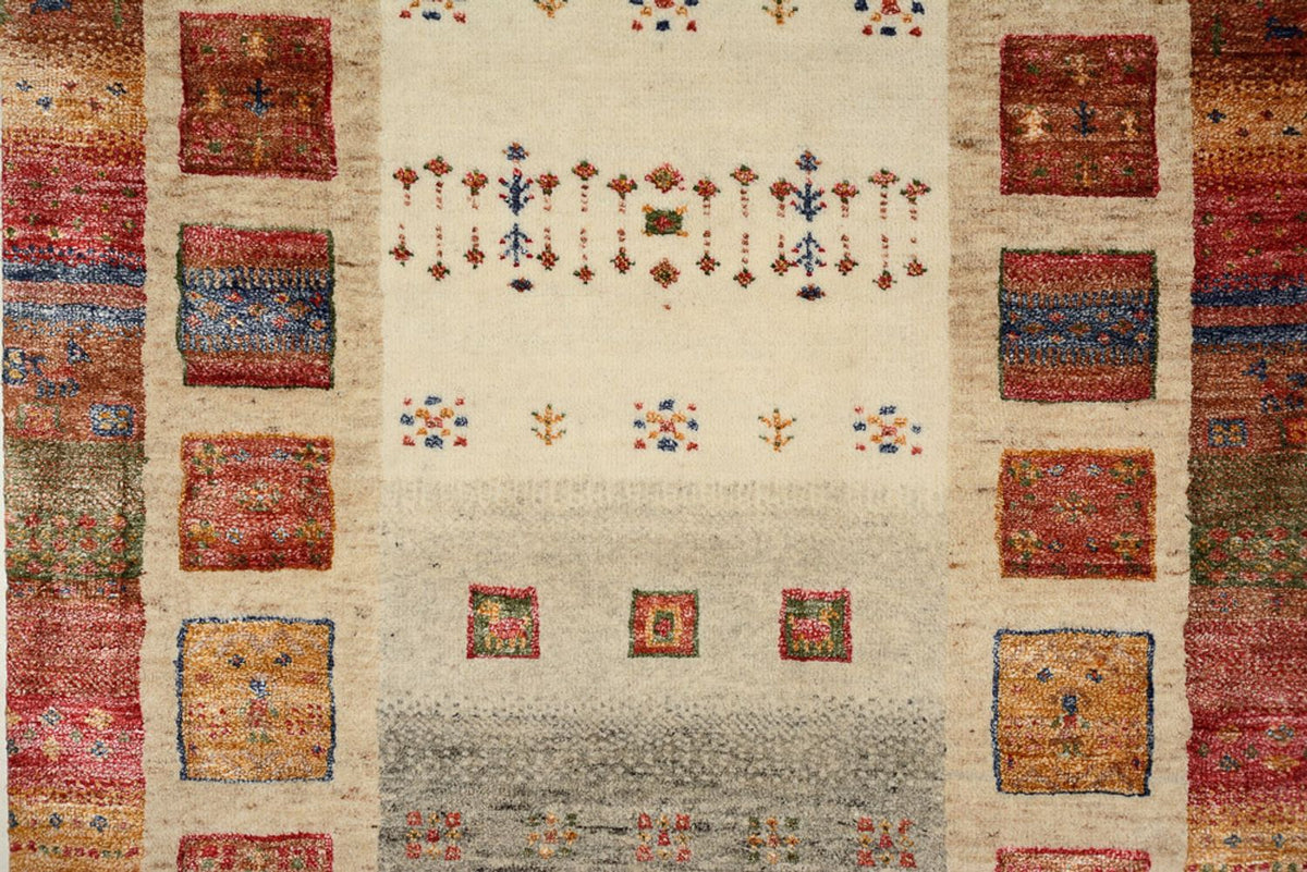 Runner Gabbeh Rug - Loribaft Indus - 298 x 84 cm - multicolored