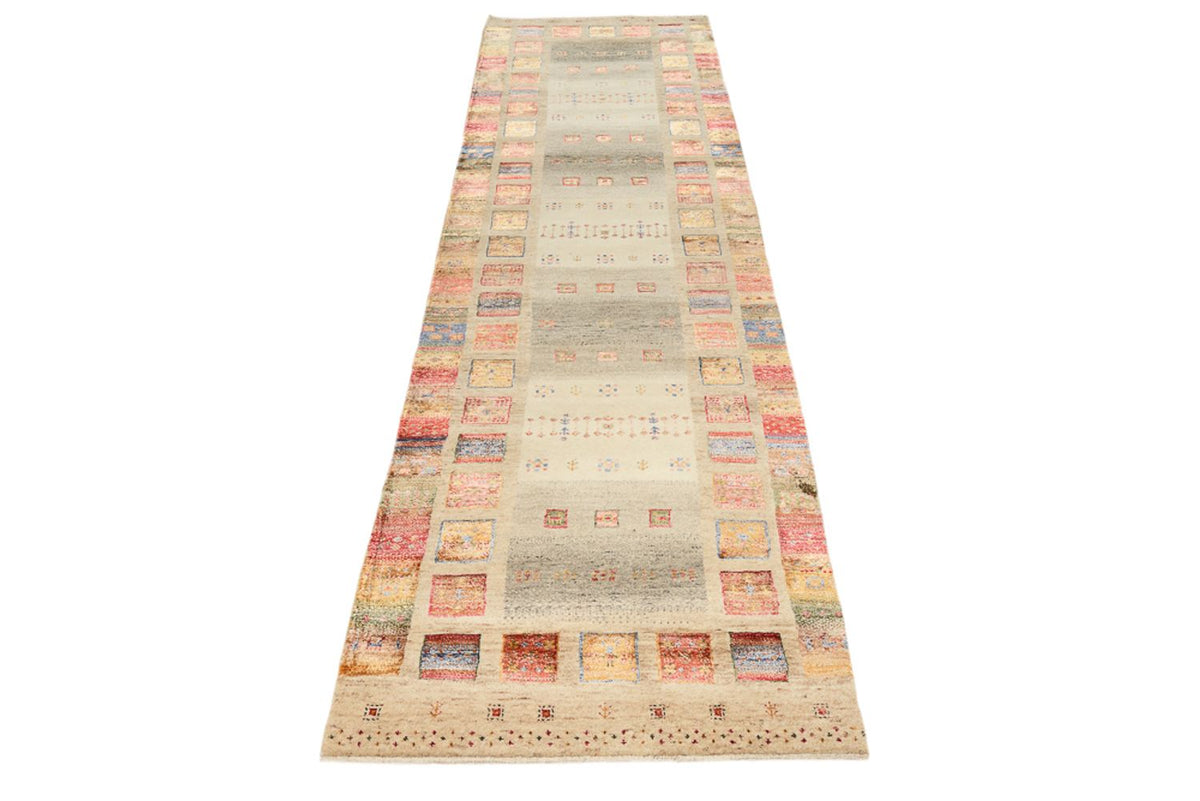 Runner Gabbeh Rug - Loribaft Indus - 298 x 84 cm - multicolored