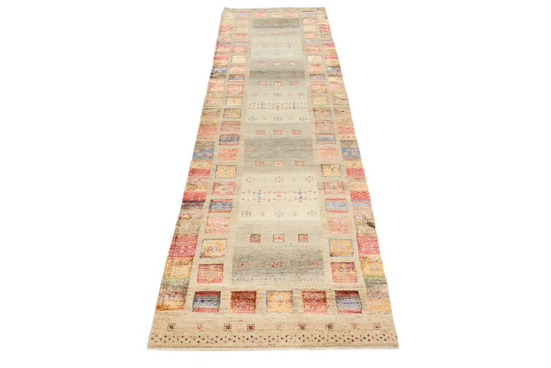 Runner Gabbeh Rug - Loribaft Indus - 298 x 84 cm - multicolored