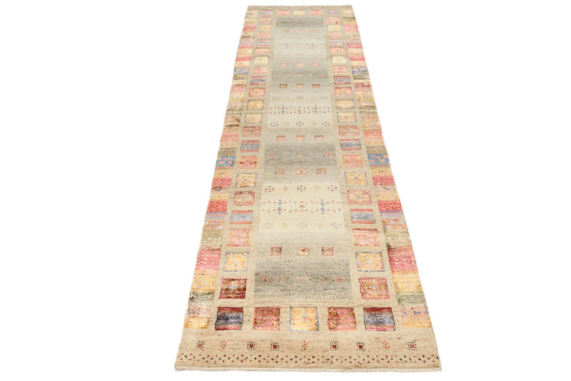 Runner Gabbeh Rug - Loribaft Indus - 295 x 82 cm - multicolored