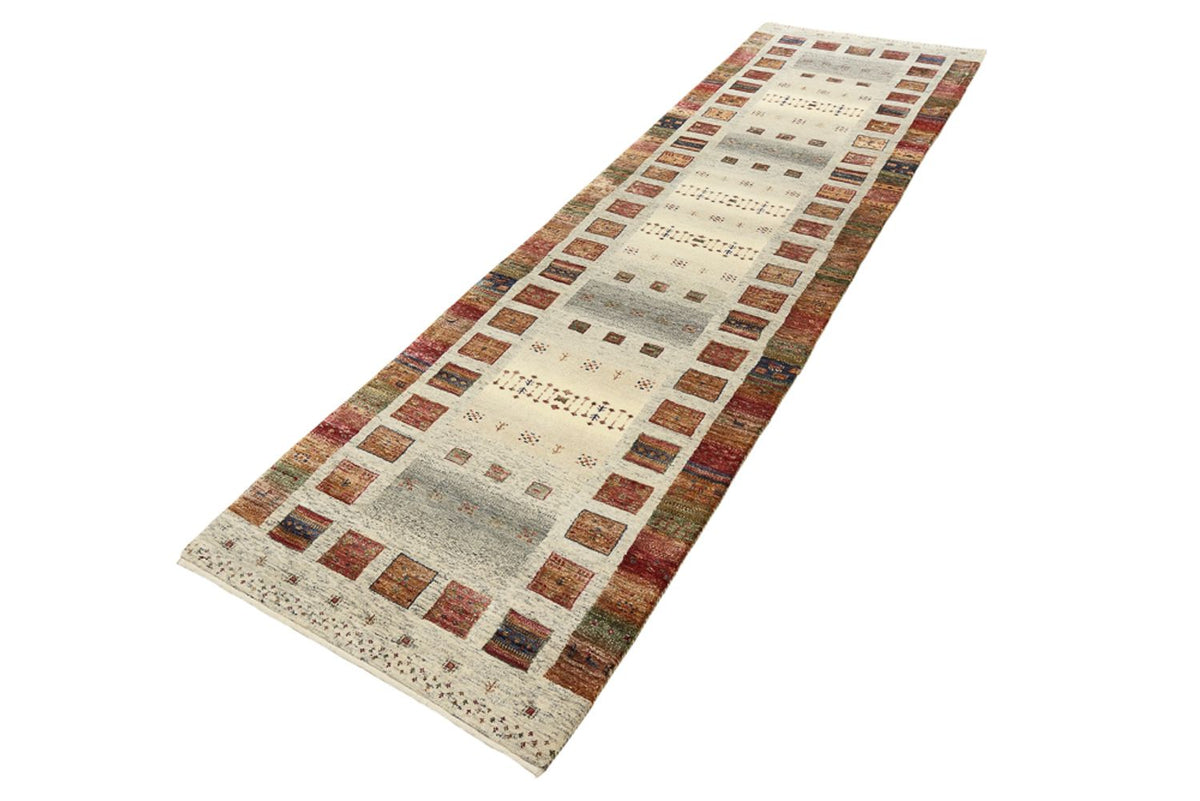 Runner Gabbeh Rug - Loribaft Indus - 294 x 82 cm - multicolored