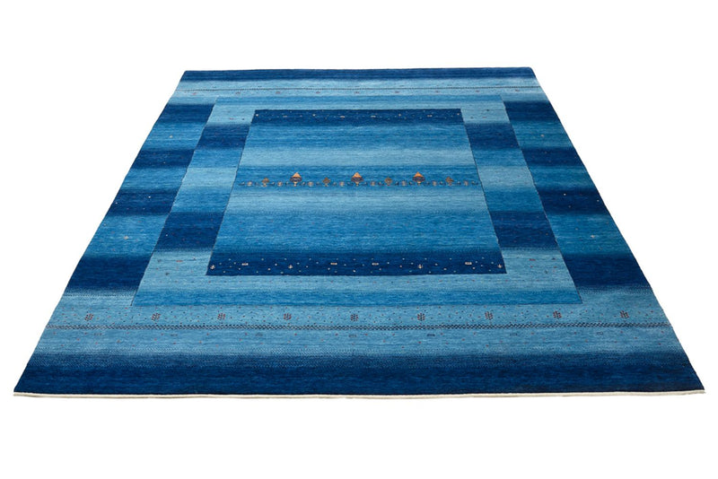 Gabbeh Rug - Loribaft Indus - 299 x 250 cm - sea blue
