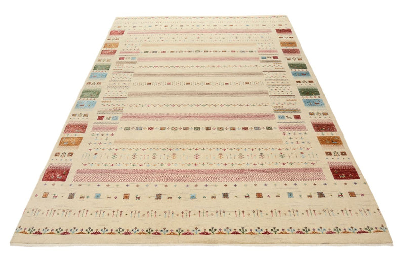 Gabbeh Rug - Loribaft Indus - 246 x 174 cm - light beige