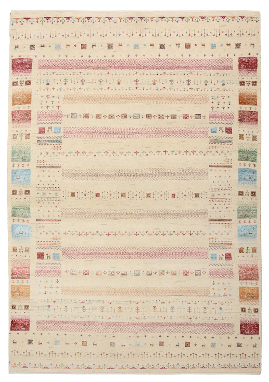 Gabbeh Rug - Loribaft Indus - 206 x 149 cm - light beige