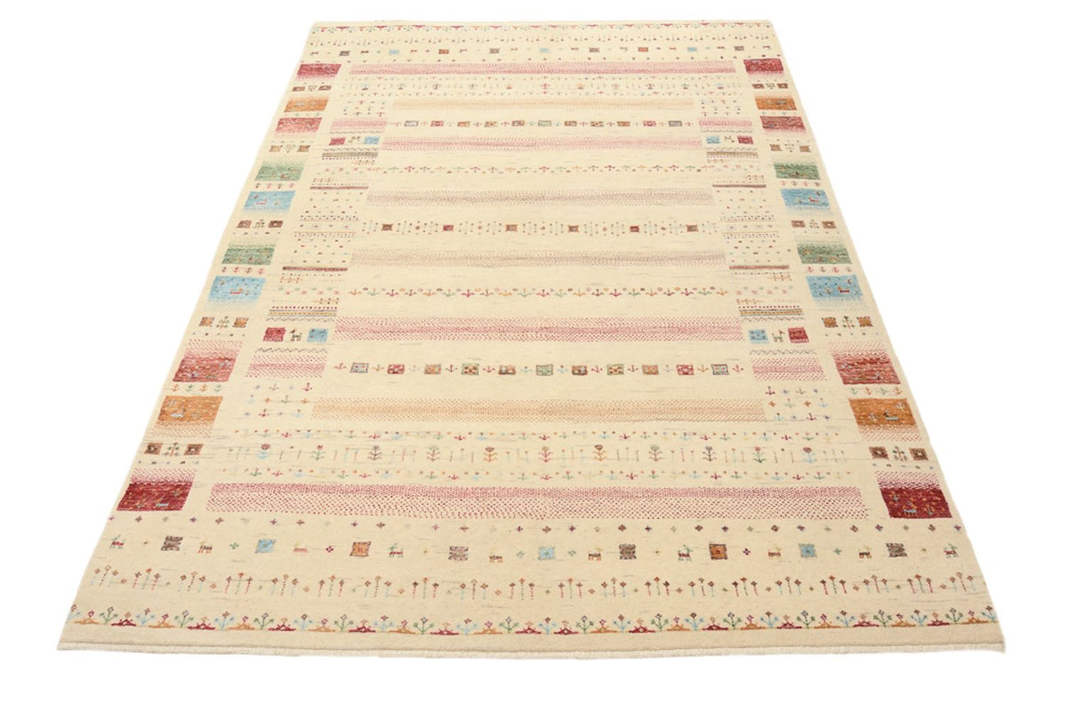 Gabbeh Rug - Loribaft Indus - 206 x 149 cm - light beige
