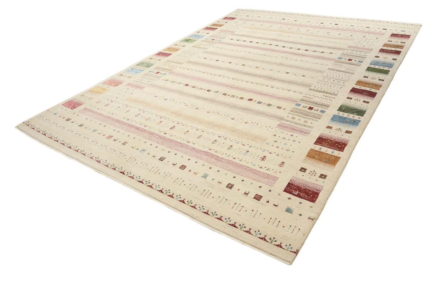 Gabbeh Rug - Loribaft Indus - 356 x 251 cm - light beige