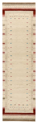 Runner Gabbeh Rug - Loribaft Indus - 298 x 83 cm - light beige
