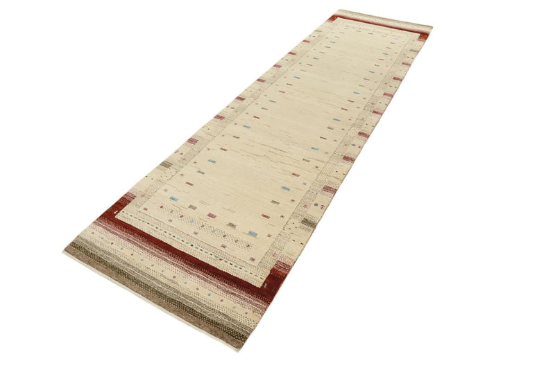 Runner Gabbeh Rug - Loribaft Indus - 298 x 83 cm - light beige