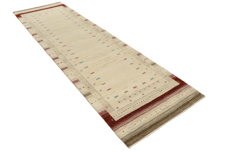 Runner Gabbeh Rug - Loribaft Indus - 298 x 83 cm - light beige