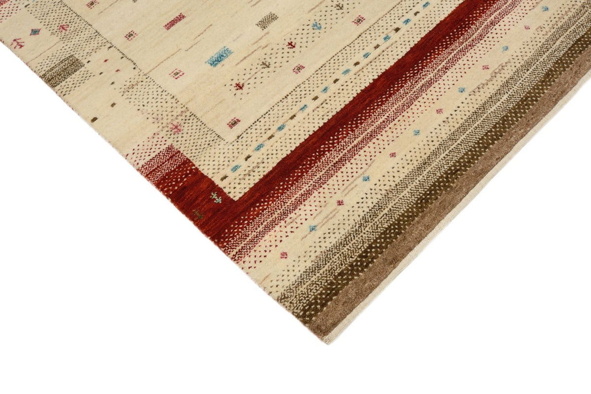 Runner Gabbeh Rug - Loribaft Indus - 298 x 83 cm - light beige