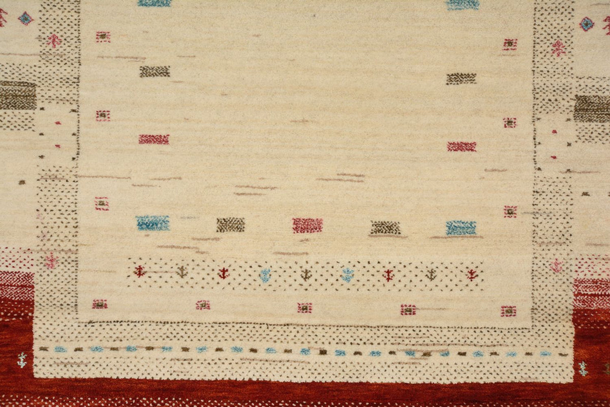 Runner Gabbeh Rug - Loribaft Indus - 298 x 83 cm - light beige