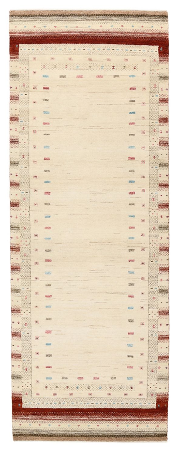 Runner Gabbeh Rug - Loribaft Indus - 243 x 84 cm - light beige