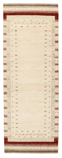 Runner Gabbeh Rug - Loribaft Indus - 243 x 84 cm - light beige