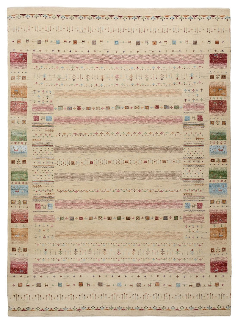 Gabbeh Rug - Loribaft Indus - 239 x 174 cm - light beige