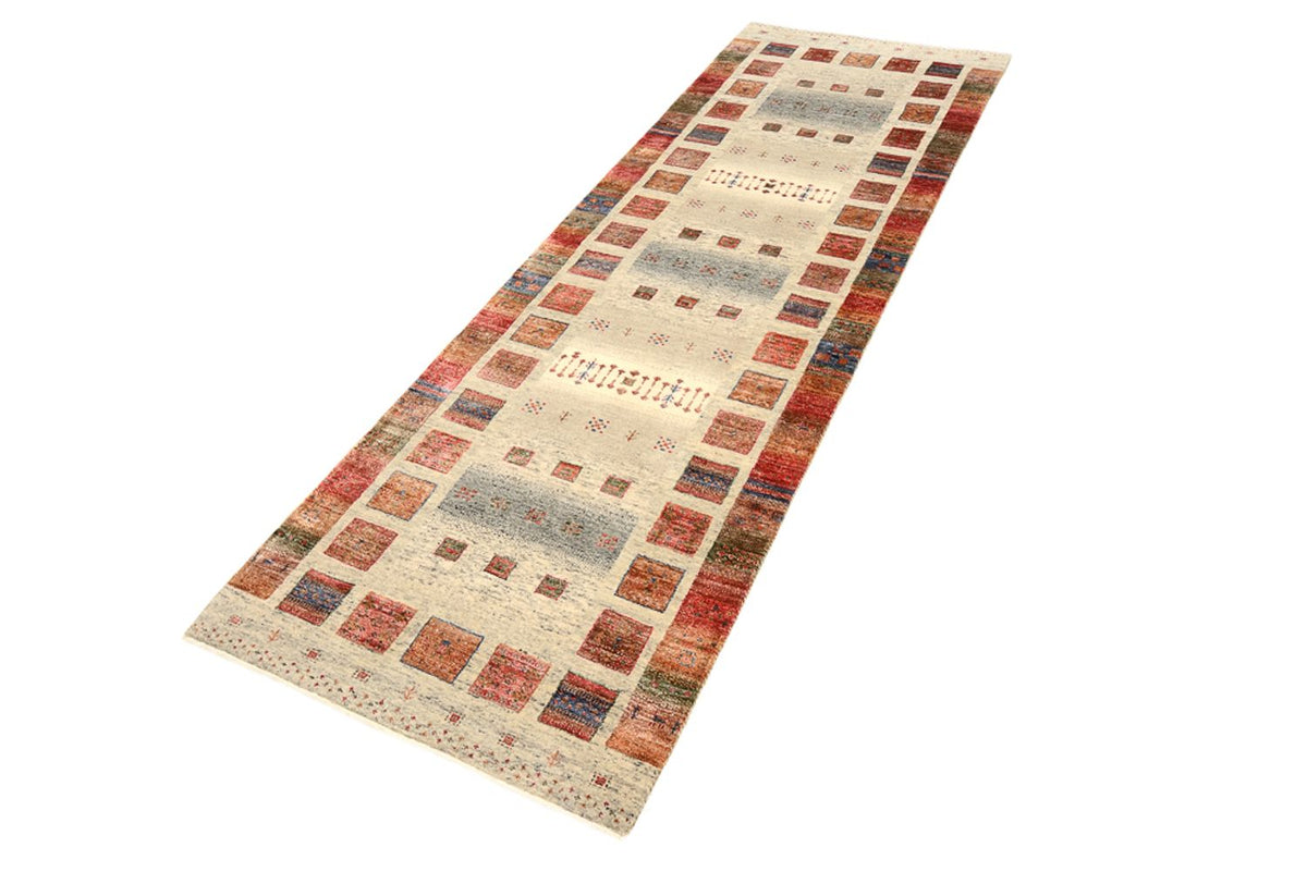 Runner Gabbeh Rug - Loribaft Indus - 247 x 82 cm - multicolored