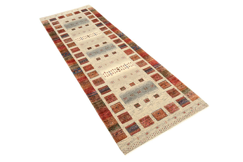 Runner Gabbeh Rug - Loribaft Indus - 247 x 82 cm - multicolored