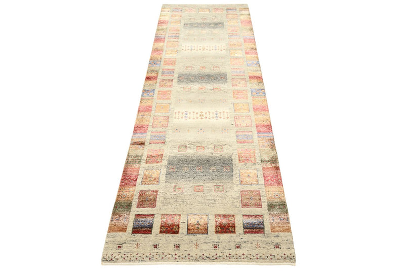 Runner Gabbeh Rug - Loribaft Indus - 247 x 82 cm - multicolored