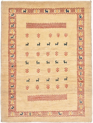Gabbeh Rug - Loribaft Perser - 113 x 84 cm - beige