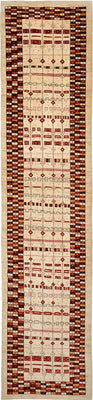 Runner Gabbeh Rug - Loribaft Perser - 391 x 88 cm - multicolored
