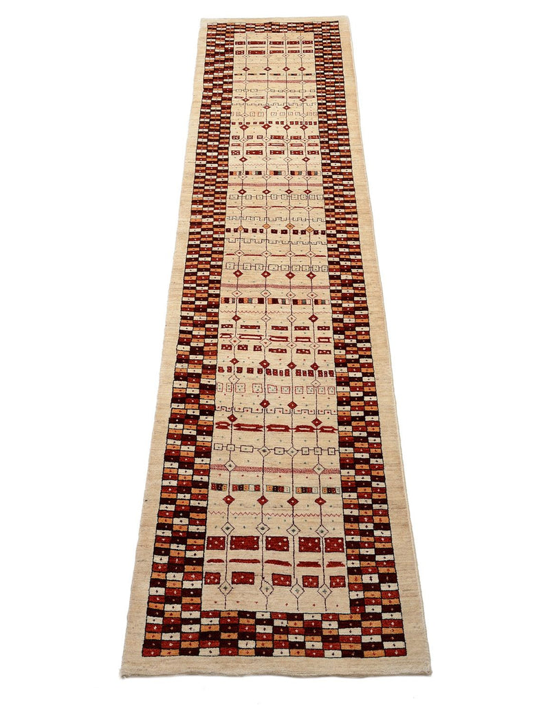 Runner Gabbeh Rug - Loribaft Perser - 391 x 88 cm - multicolored