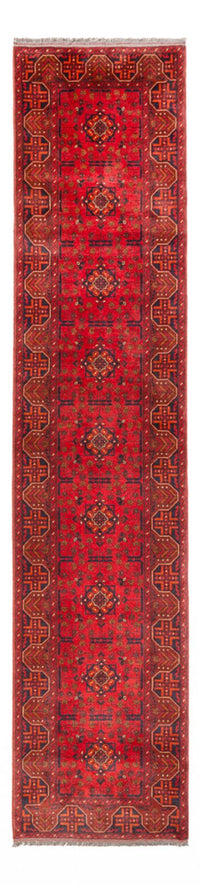 Runner Afghan Rug - Kunduz - 395 x 80 cm - red
