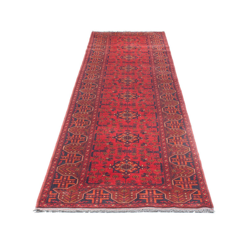Runner Afghan Rug - Kunduz - 395 x 80 cm - red
