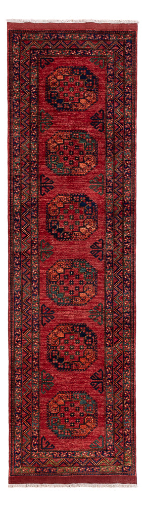 Runner Afghan Rug - Kunduz - 300 x 83 cm - red