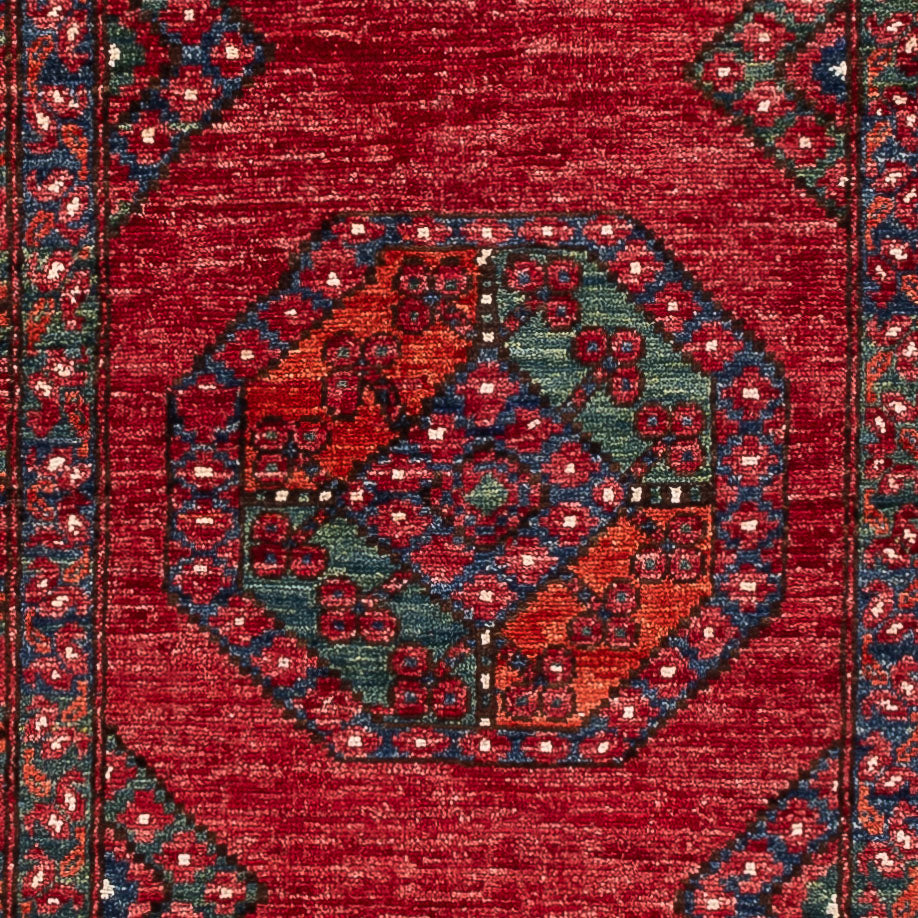 Runner Afghan Rug - Kunduz - 291 x 87 cm - red