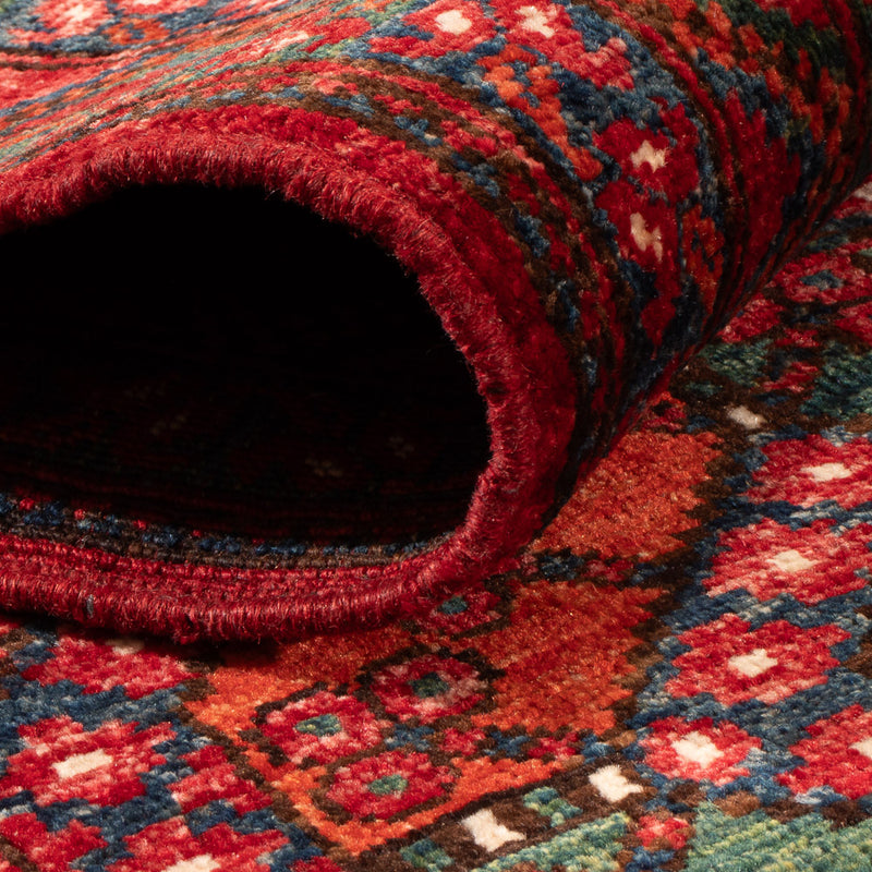 Runner Afghan Rug - Kunduz - 291 x 87 cm - red