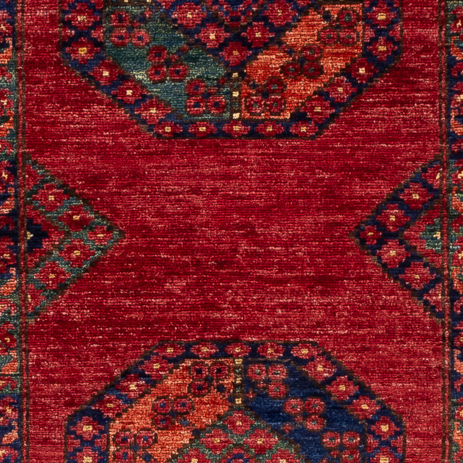 Runner Afghan Rug - Kunduz - 237 x 83 cm - red