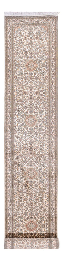 Runner Silk Rug - Kashmir Silk - 480 x 79 cm - dark beige