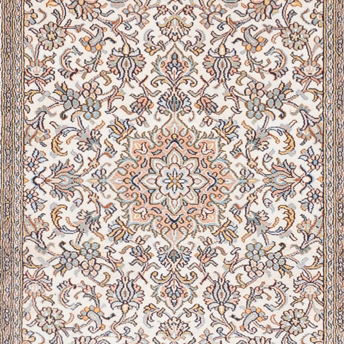 Runner Silk Rug - Kashmir Silk - 480 x 79 cm - dark beige