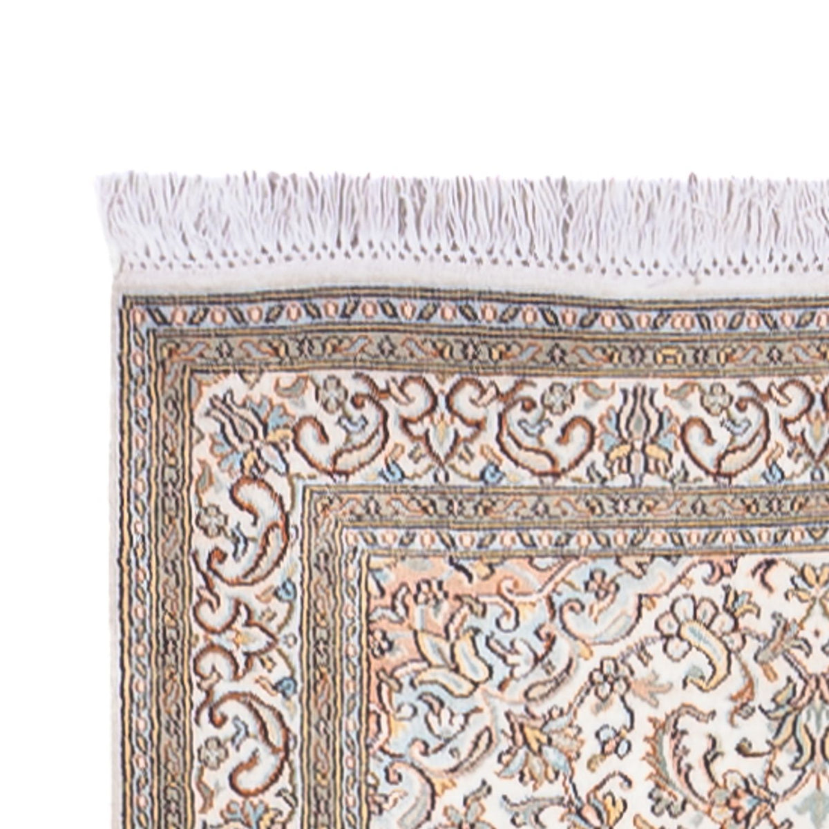 Runner Silk Rug - Kashmir Silk - 480 x 79 cm - dark beige