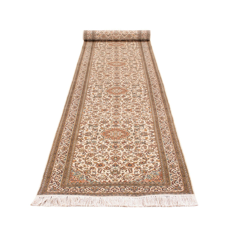Runner Silk Rug - Kashmir Silk - 480 x 79 cm - dark beige