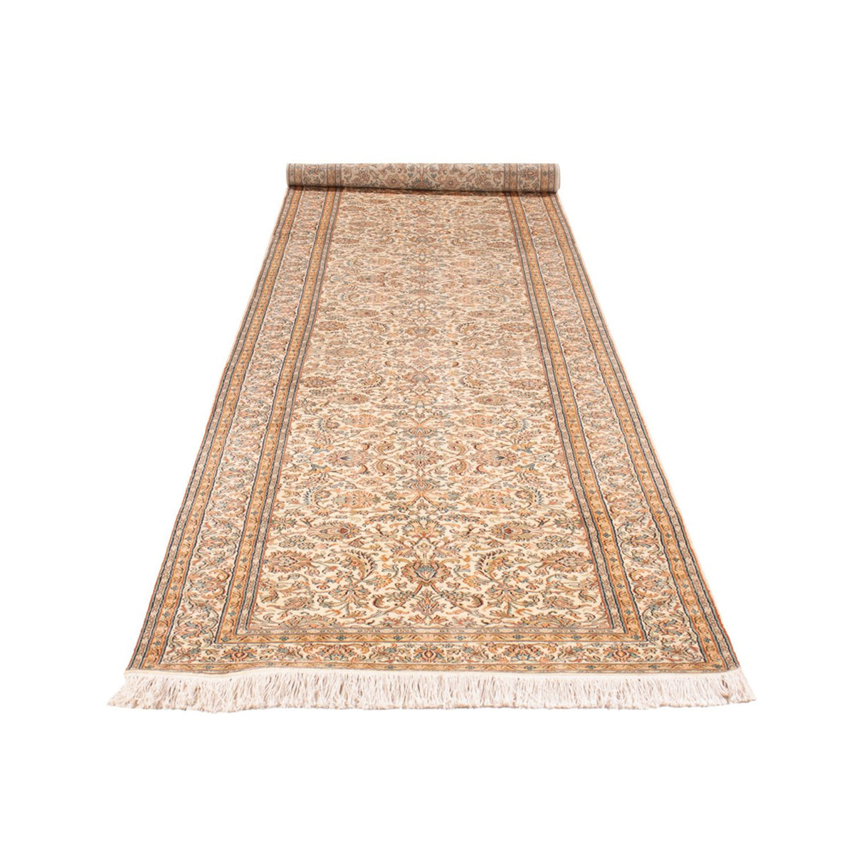 Runner Silk Rug - Kashmir Silk - 447 x 98 cm - cream