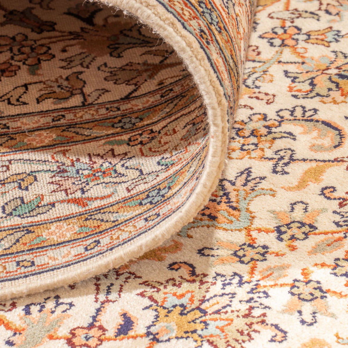 Runner Silk Rug - Kashmir Silk - 444 x 94 cm - beige