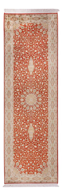 Runner Silk Rug - Kashmir Silk - 251 x 79 cm - red