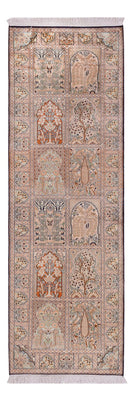 Runner Silk Rug - Kashmir Silk - 243 x 80 cm - dark beige