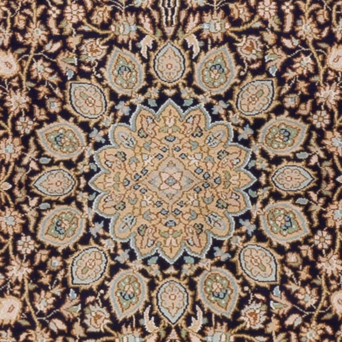 Runner Silk Rug - Kashmir Silk - 255 x 81 cm - dark beige