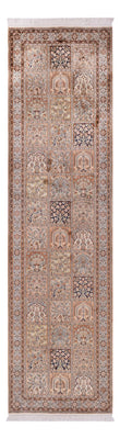 Runner Silk Rug - Kashmir Silk - 307 x 81 cm - dark beige