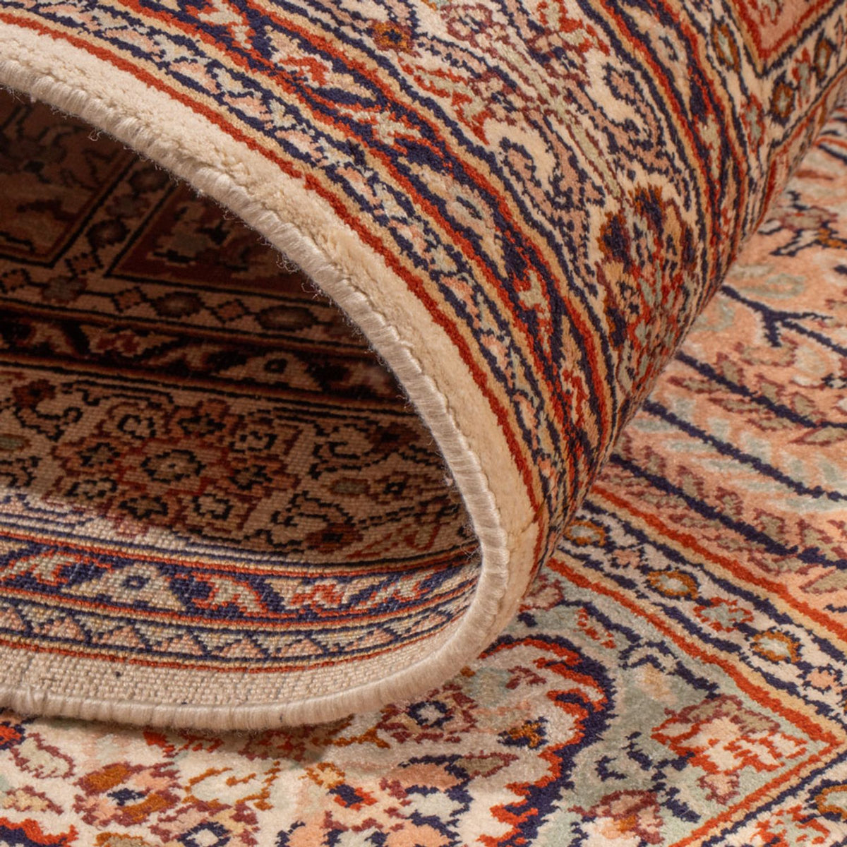 Runner Silk Rug - Kashmir Silk - 298 x 77 cm - dark beige