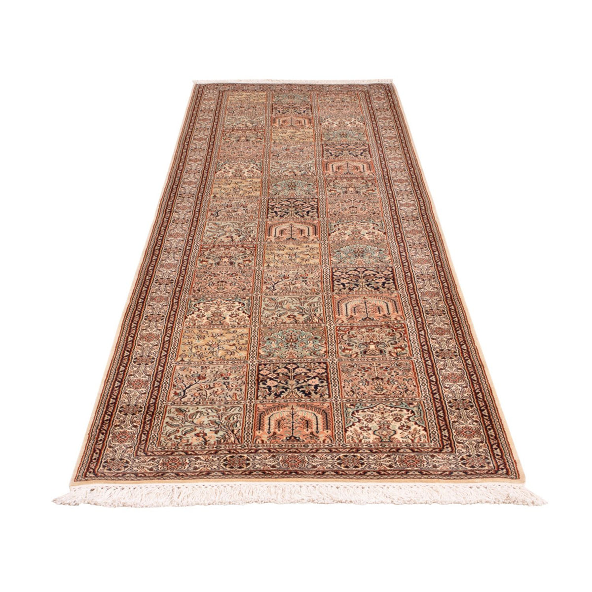 Runner Silk Rug - Kashmir Silk - 298 x 77 cm - dark beige