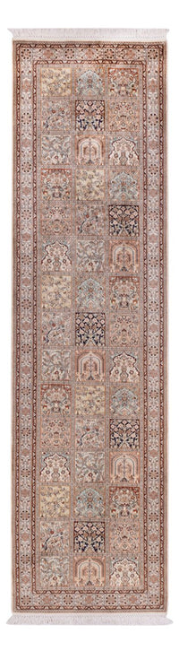 Runner Silk Rug - Kashmir Silk - 301 x 79 cm - dark beige