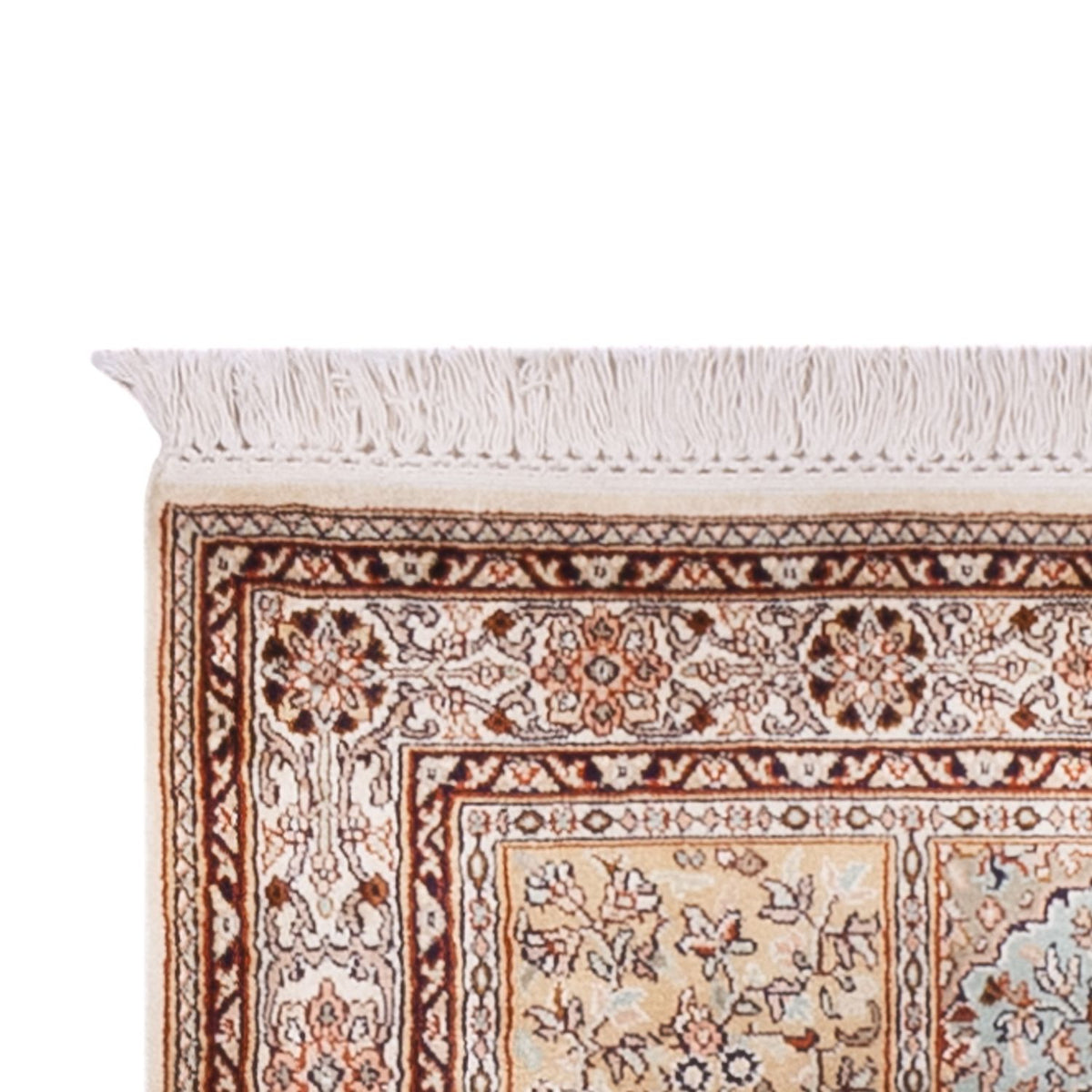 Runner Silk Rug - Kashmir Silk - 301 x 79 cm - dark beige